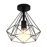 Vintage Plafonnier Industriel Diamant en forme Cage Métal Rétro